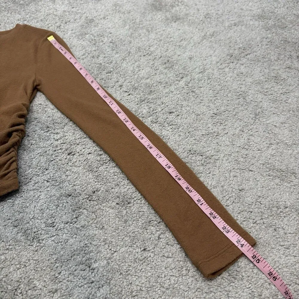 Madewell Brown Brushed Jersey Ruched Long Sleeve Size XS